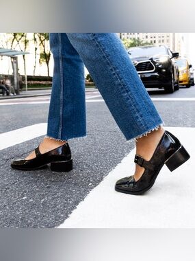 Donald Pliner Amiya Mary Janes Shoes Heels Black Patent Leather Women's NIB 11